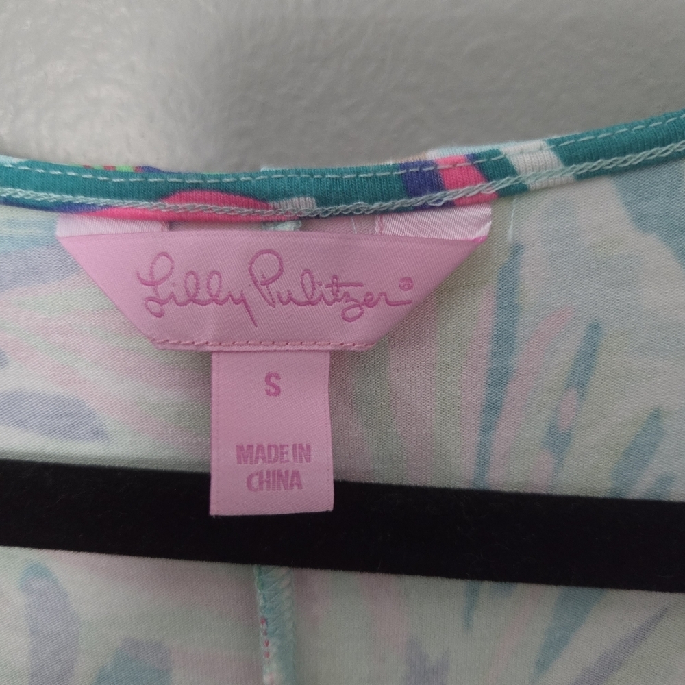 Lilly Pulitzer Womams Lindley Blue Casual Caftan Shirt Dress. Boho Relaxed Sz S - Picture 7 of 8